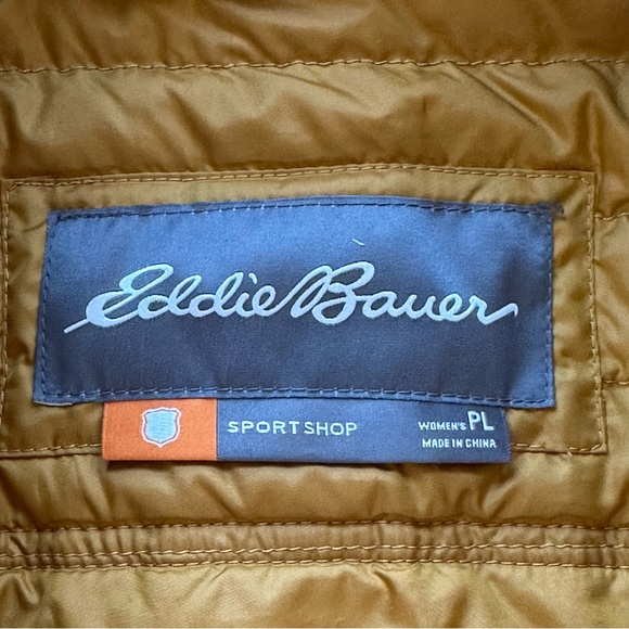 EDDIE BAUER Olive Green Brown StormDown 700 Quilted Vest Size Large Petite - Picture 4 of 16